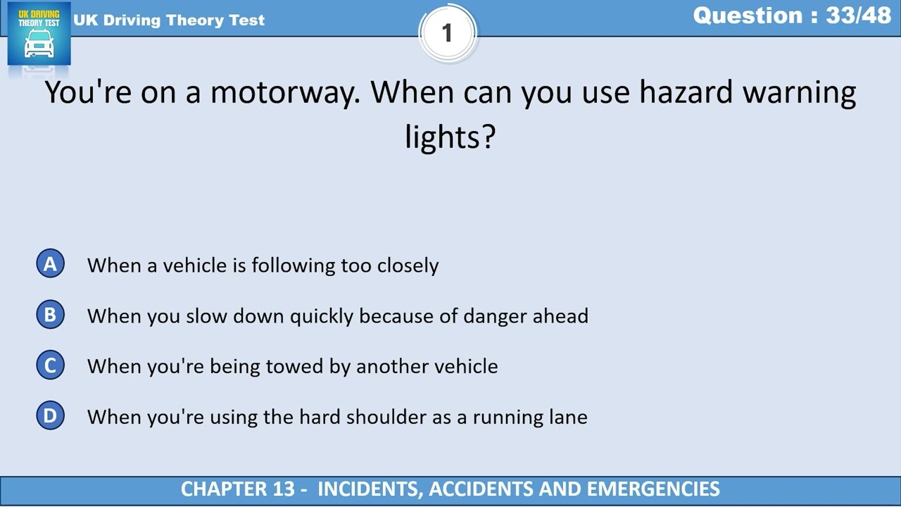 When Can You Use Hazard Warning Lights on a Motorway? | UK Driving Theory Test