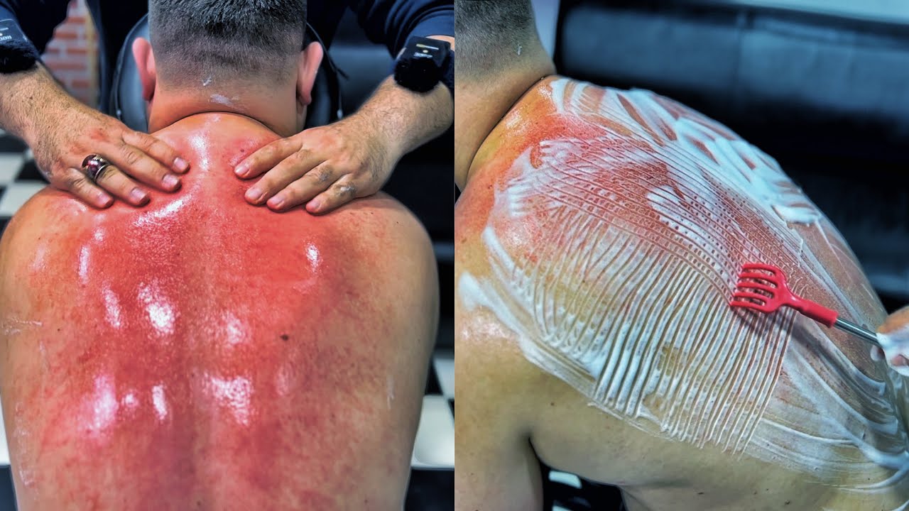 ASMR BACK MASSAGE • Hard, foamy and hot muscle-breaking massage • my new massage toys