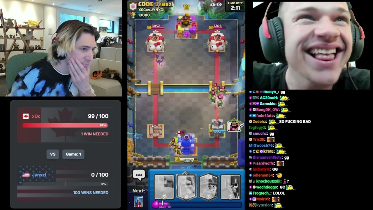 6.8.2025 XQC Clash Royale vs Jynxi