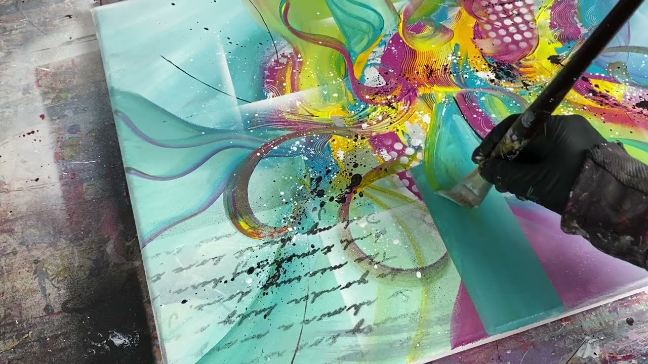 Tableau abstrait coloré à l'acrylique par Angélique Louail