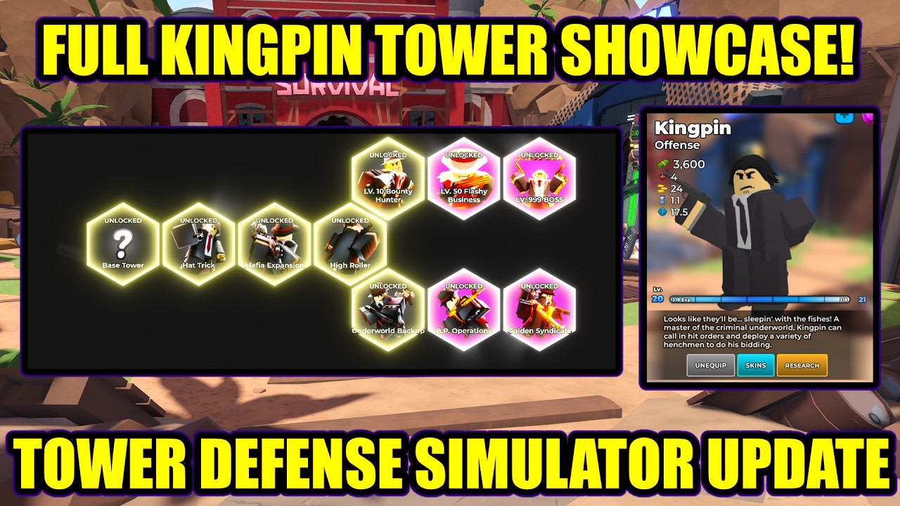 Обзор новой башни Kingpin в обновлении Tower Defense Simulator!