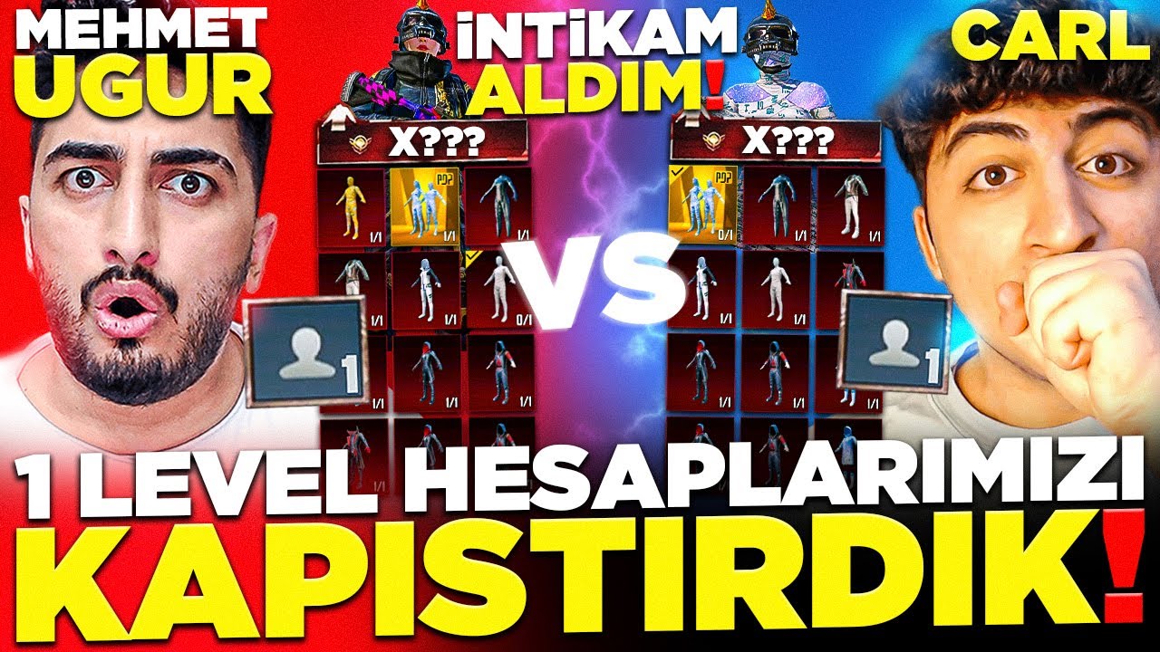MEHMET UĞUR'UN 1 LEVEL DESTANSI HESABI İLE KENDİ 1 LEVEL DESTANSI HESABIMI KAPIŞTIRDIM❗ -PUBG Mobile