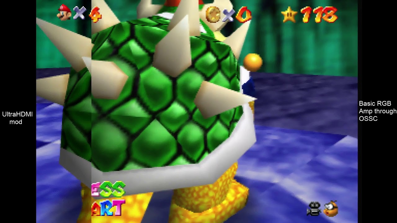 N64 Side-by-Side Comparison - UltraHDMI vs Basic RGB Amp (Mario 64)