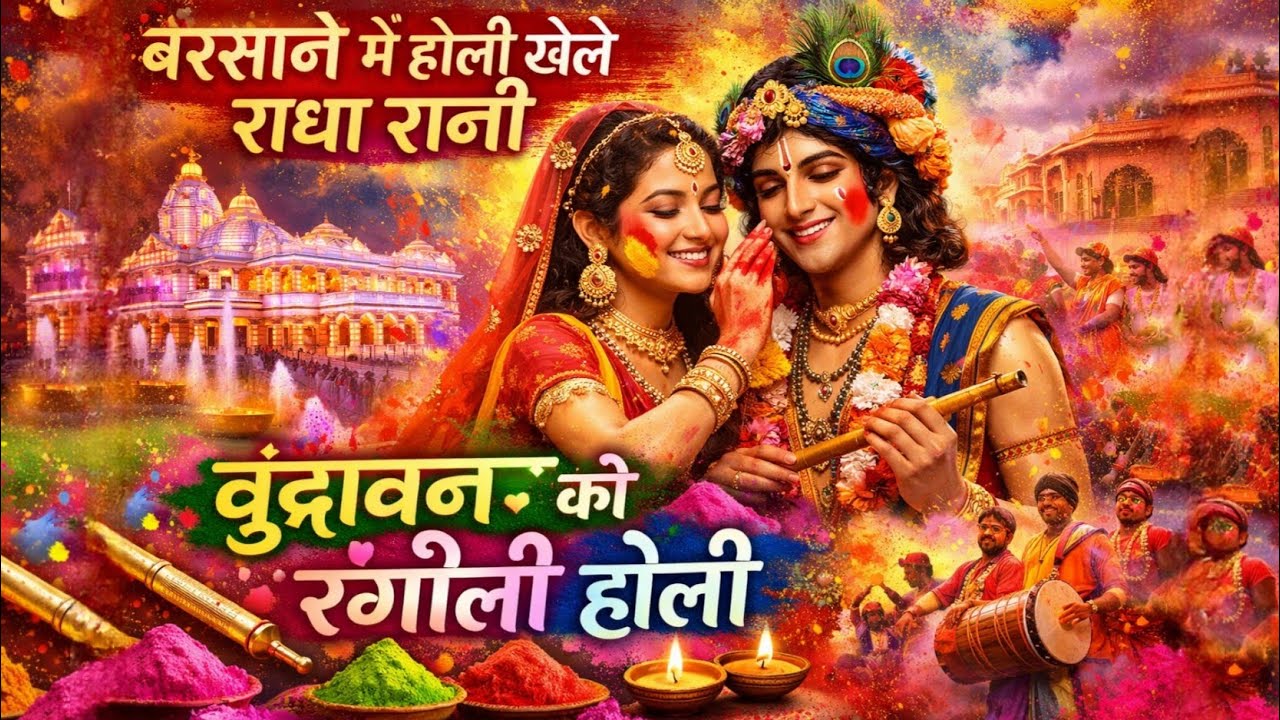 बरसाने और वृंदावन होली 2026 | राधा-कृष्ण के संग रंगों की मस्ती | Holi Song India