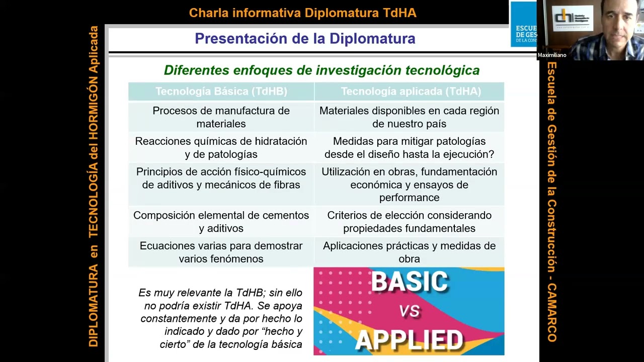 DIPLOMATURA EN TECNOLOGÍA DEL HORMIGÓN APLICADA  CHARLA INFORMATIVA