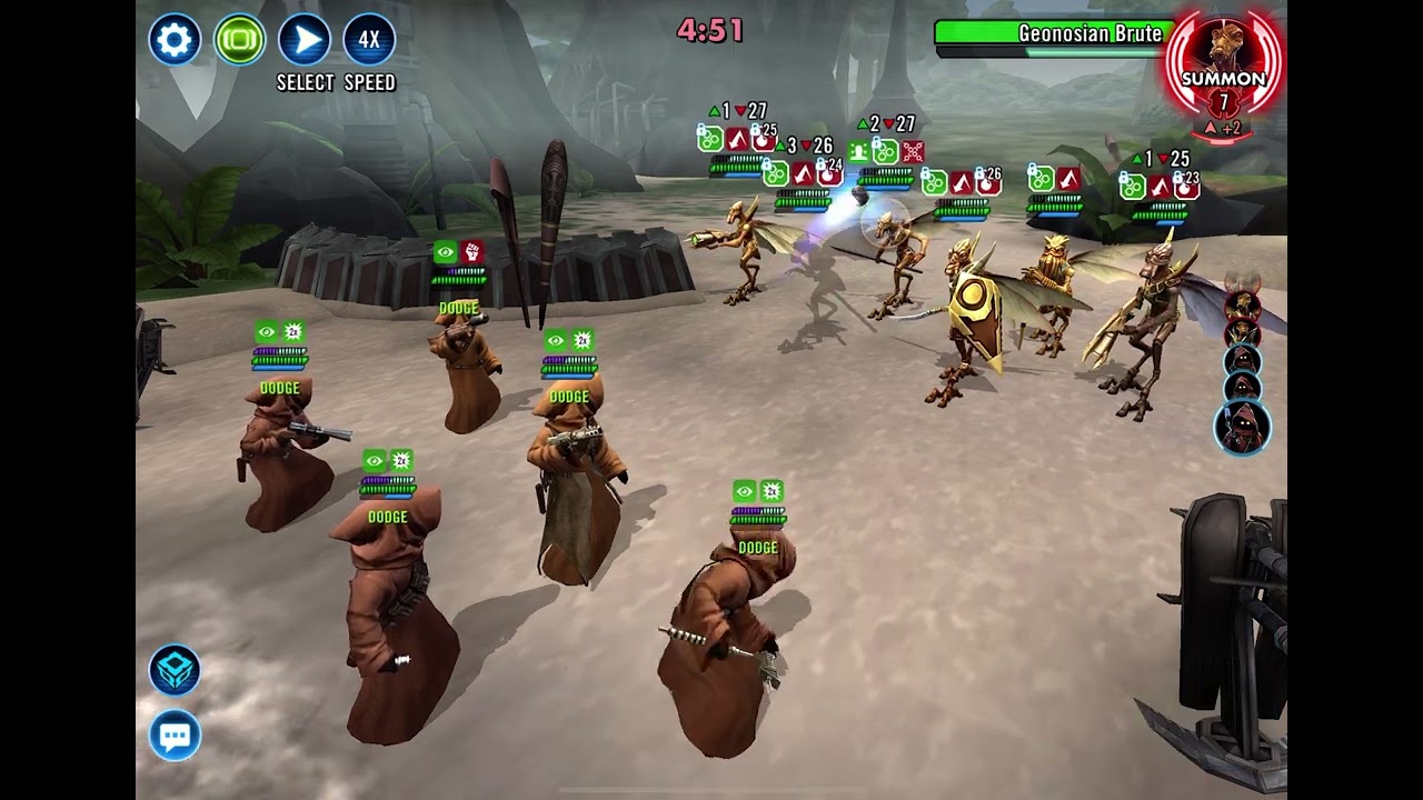 SWGOH, Grand Arena: Jawa (Jawa FDC) vs Geonosian 