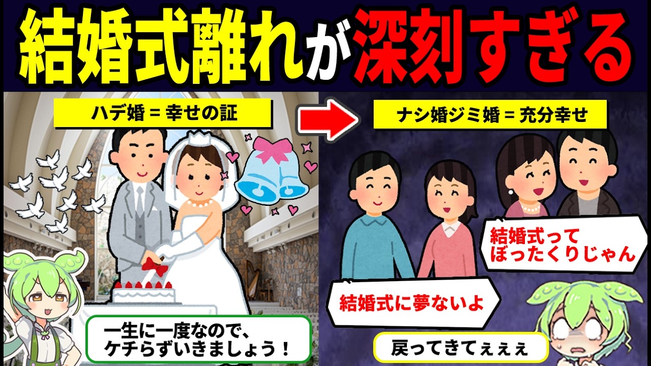 結婚式離れが止まらない…ブライダル業界終焉の真相とは？【ずんだもん解説】
