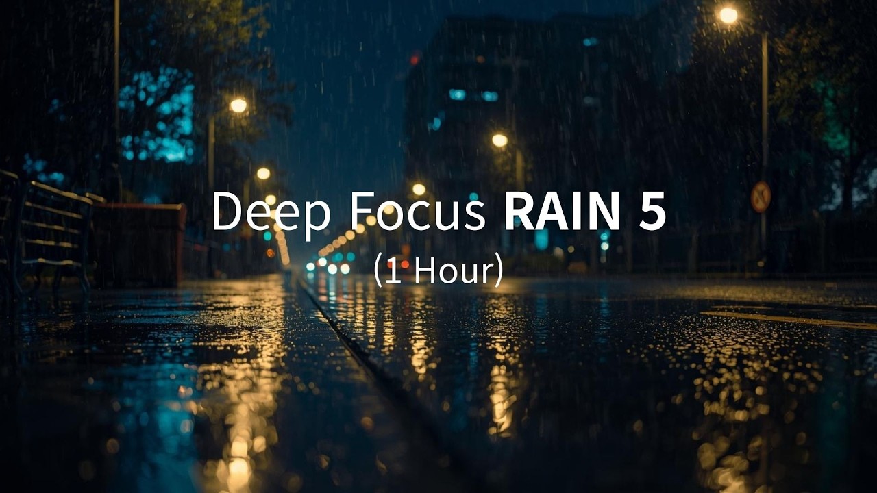 Deep Focus Rain 5 (1 Hour) | Steady Night Rain & Brown Noise for Study