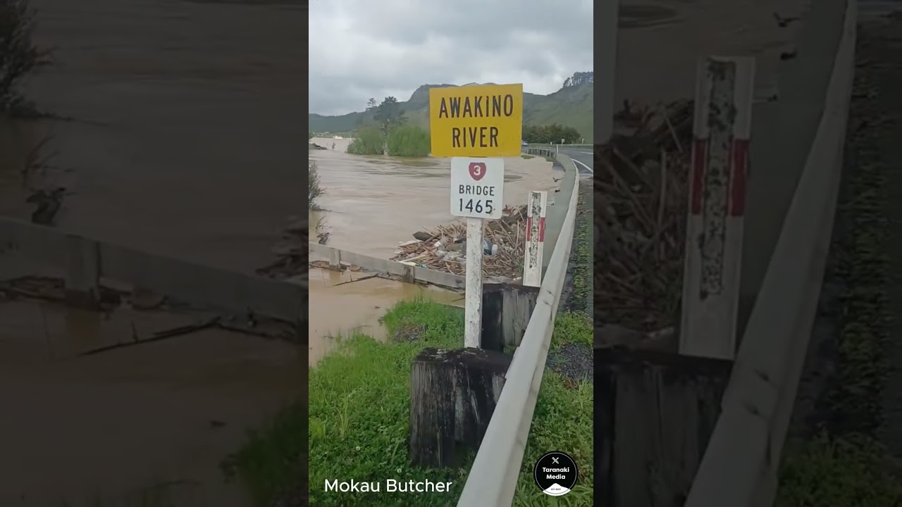 Footage of extensive flooding at Awakino