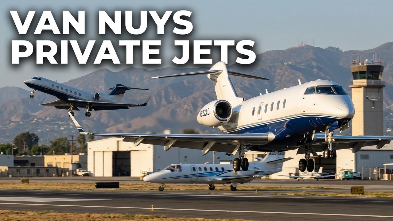 VAN NUYS AIRPORT PLANESPOTTING | Private Jet Action on Runway 16R/34L