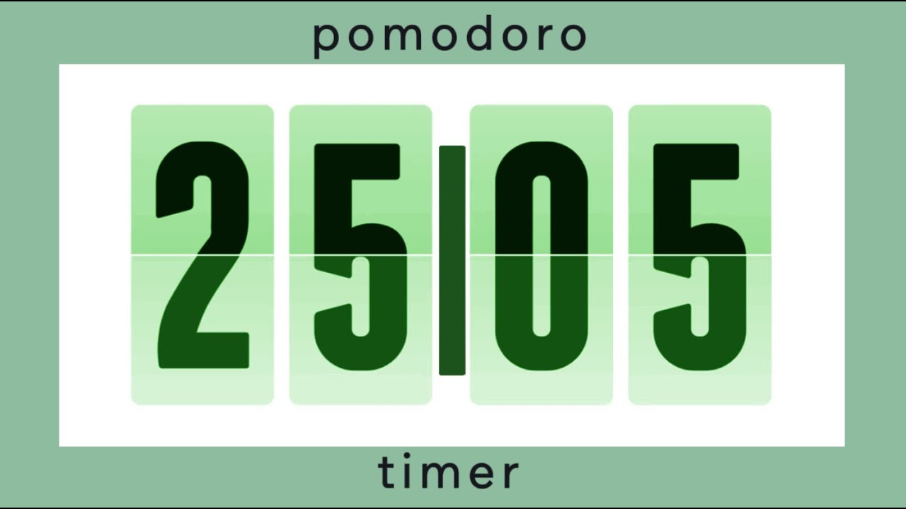 25 I 5 pomodoro timer / 4 hour • mint design • flip timer • no music • only bell / productivity