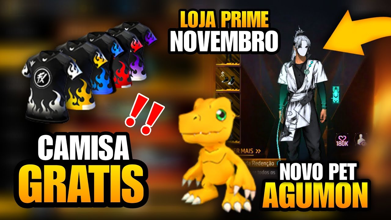 SAIU LOJA PRIME NOVEMBRO! CAMISAS DE TIME GR&Aacute;TIS, NOVO PET, DIAMANTE ROYALE -  NOVIDADES FREE FIRE