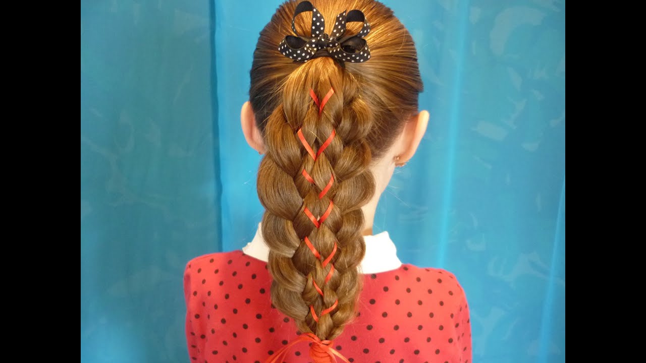 Illusion Braid With Ribbon, Hairstyles For Girls