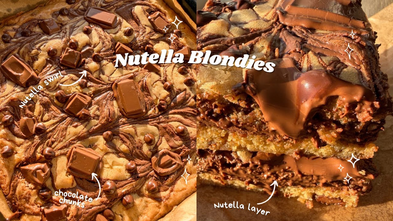 Nutella Blondies 🍫 bake with me 