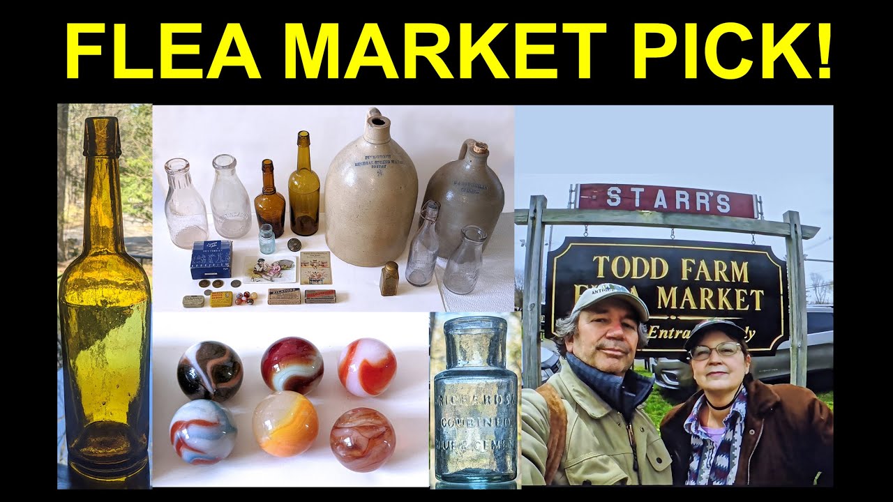 FLEA MARKET PICK! BOTTLES, MARBLES, MORE! TODD FARM FLEA MARKET ROWLEY MA 2024 MASS RIVER PICKERS