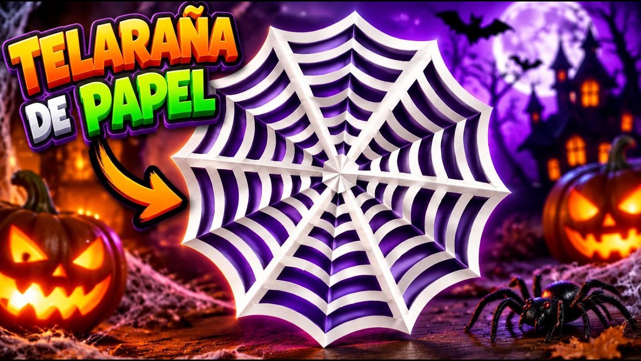 Cómo hacer una Telaraña de Papel | Telaraña Kirigami | Manualidades para Halloween