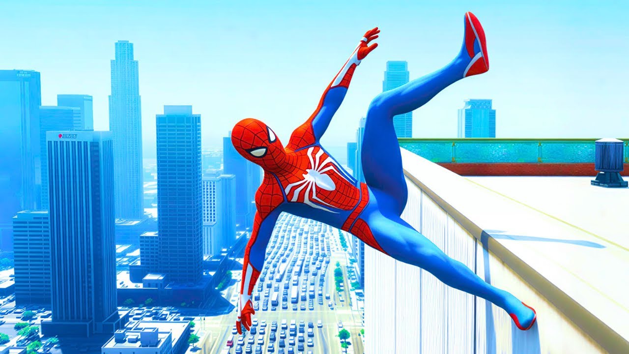 SPIDER-MAN CRAZY JUMPS/FALLS #69 (GTA 5 Spiderman Fails)