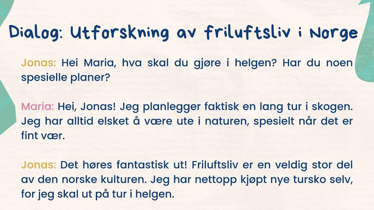 Forberedelse til Norskprøve: Fritid – Utforskning av friluftsliv i Norge🌲 – B1/B2 Lytteøvelse 🎧