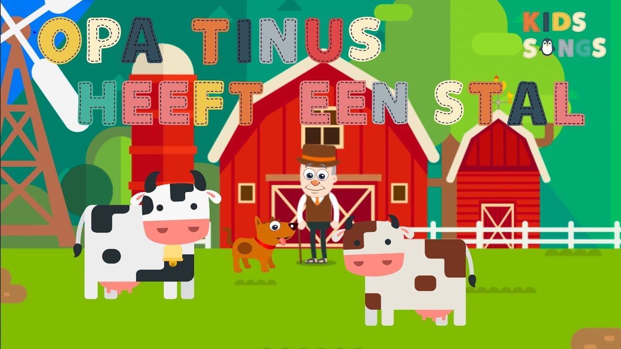 Opa Tinus heeft een stal (Old MacDonald had a farm) - Kids Songs