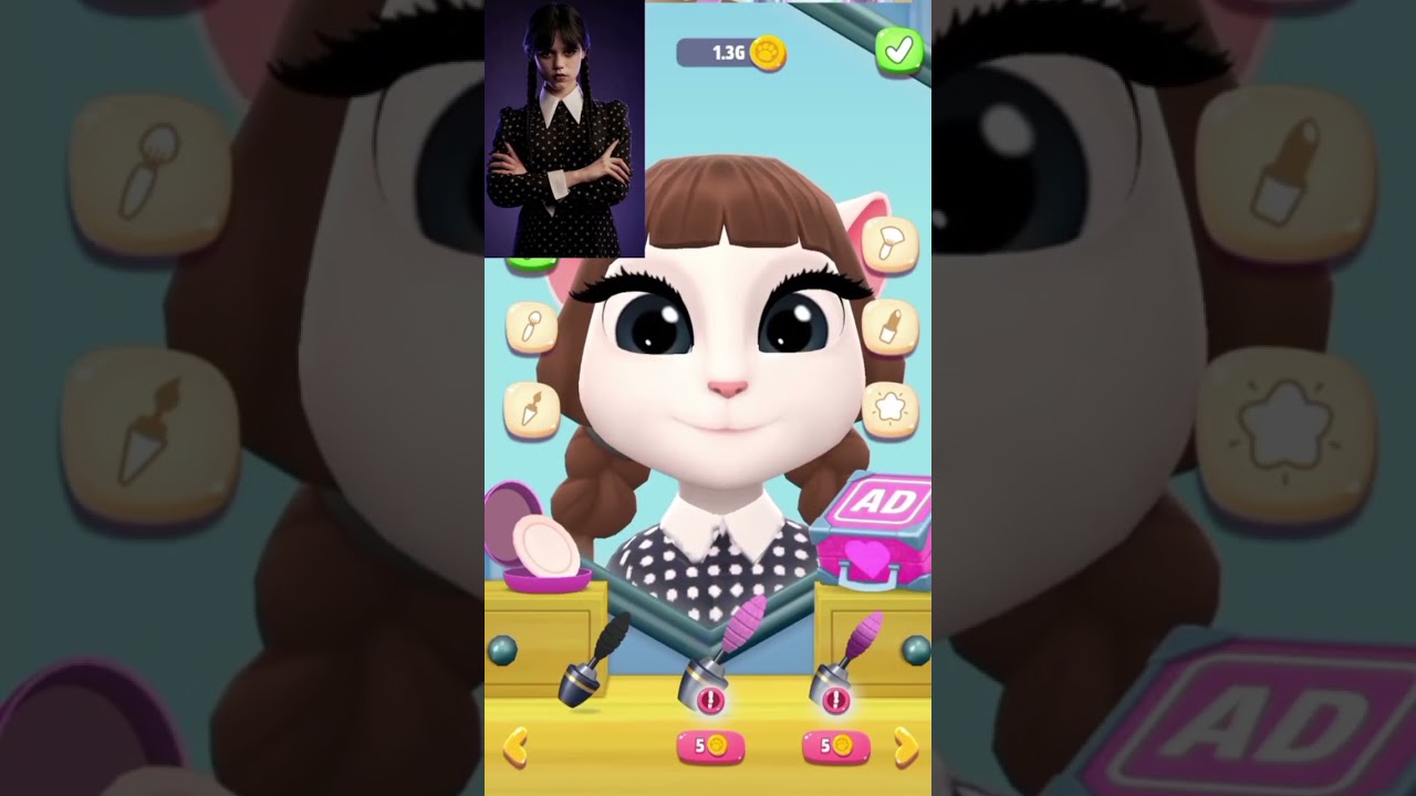 Wednesday look in Angela comment for more #gameplay #mytalkingangela2 #wednesdayaddams
