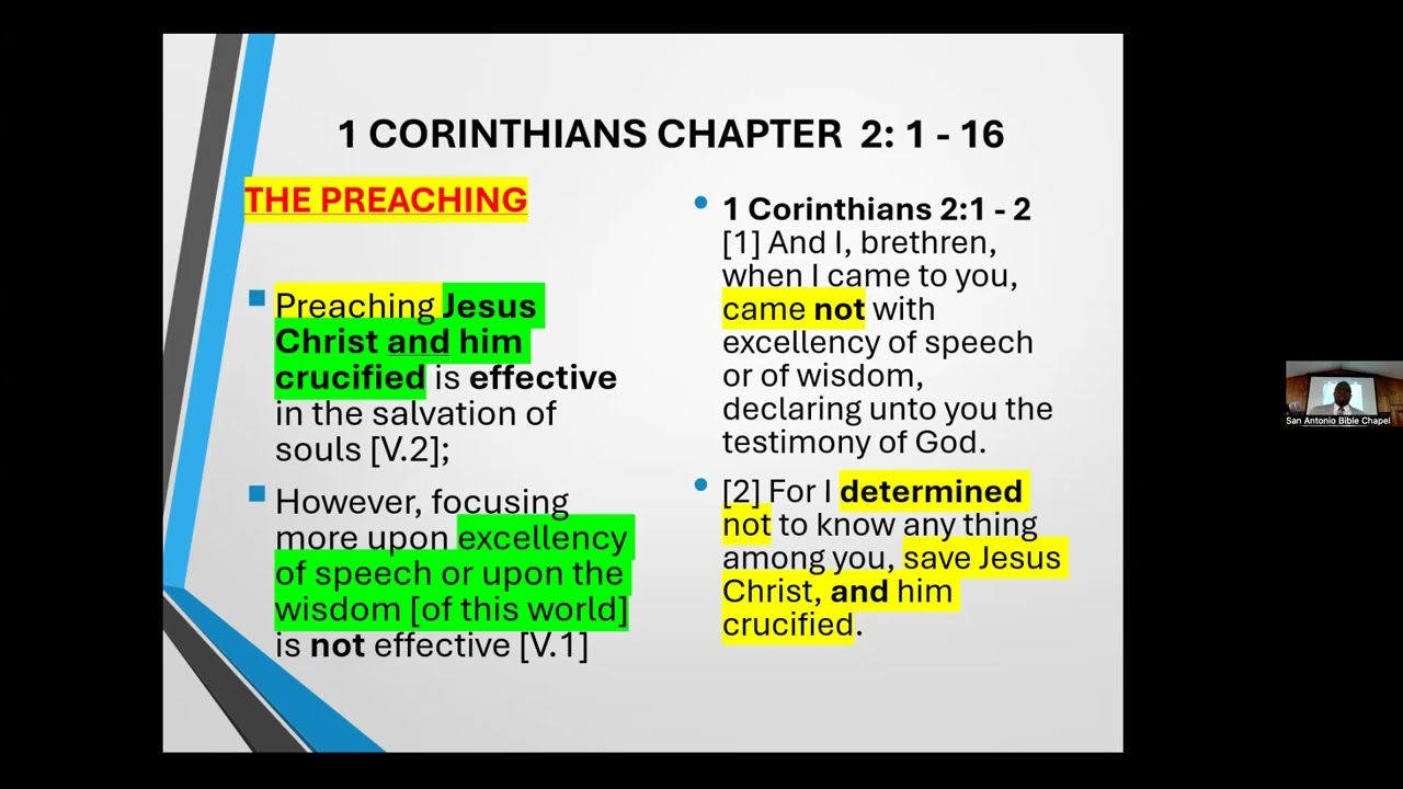 Bro. Solomon Franklin - 1Corinthians Ch 2: 1 - 16