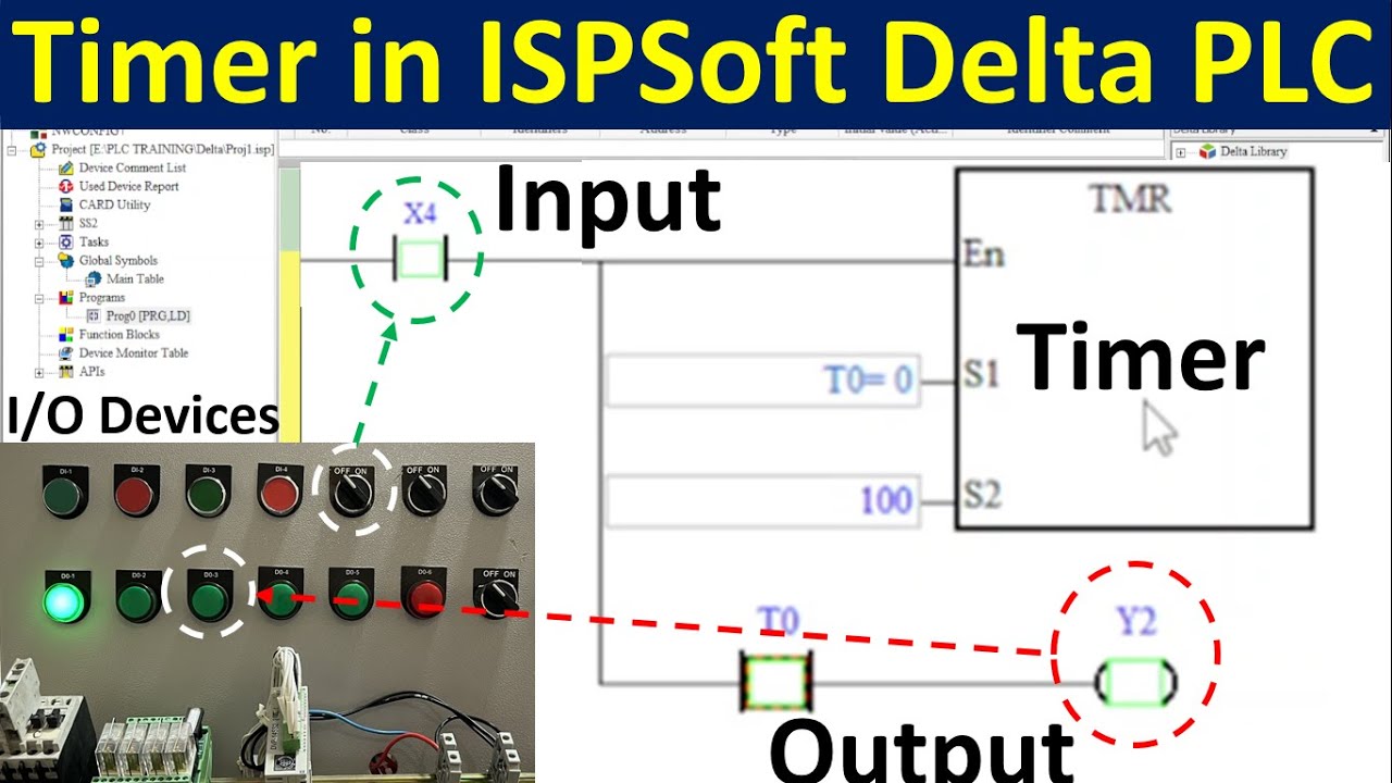 Timer of Delta DVP PLC using ISPSoft Programming Software | Timer TT and DN bit.
