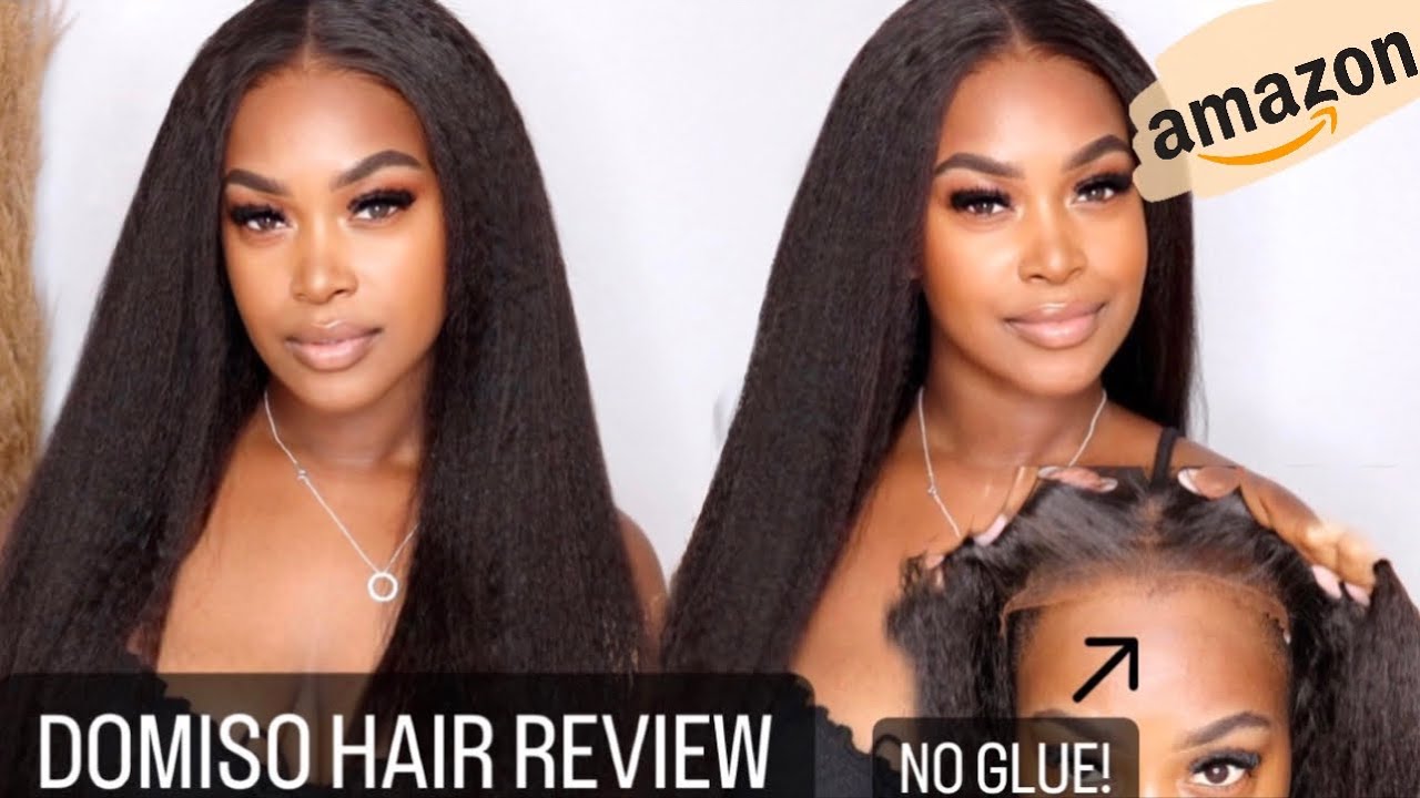 BEST AMAZON WIG? Amazon Prime ft Domiso Hair KINKY STRAIGHT GLUELESS WIG REVIEW