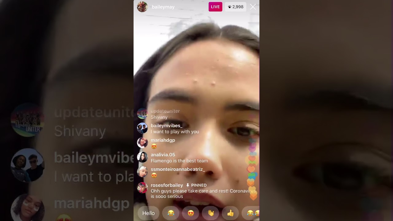Bailey May is playing football & his sister is live on Bailey’s instagram account Mar/17/2020