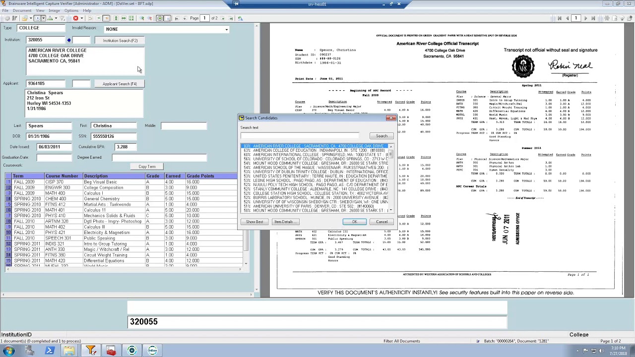 Demo of Brainware for Transcripts (by Hyland)