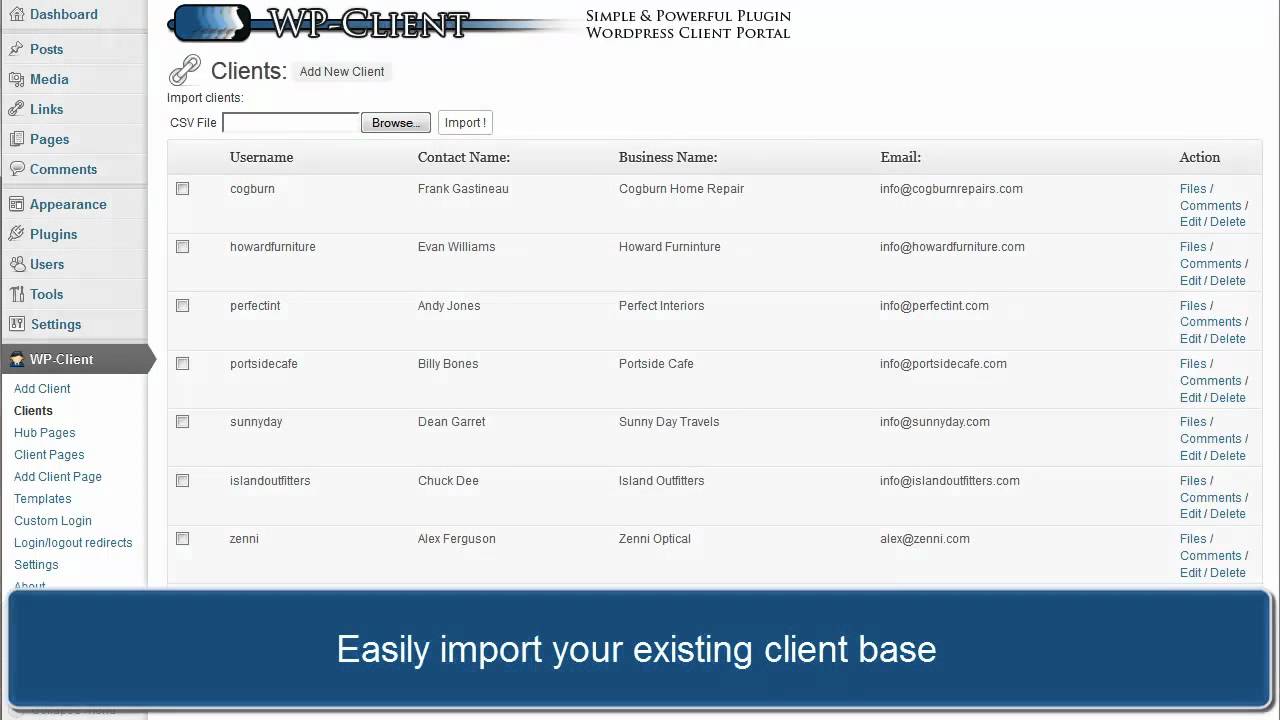 Wordpress Client Management Plugin