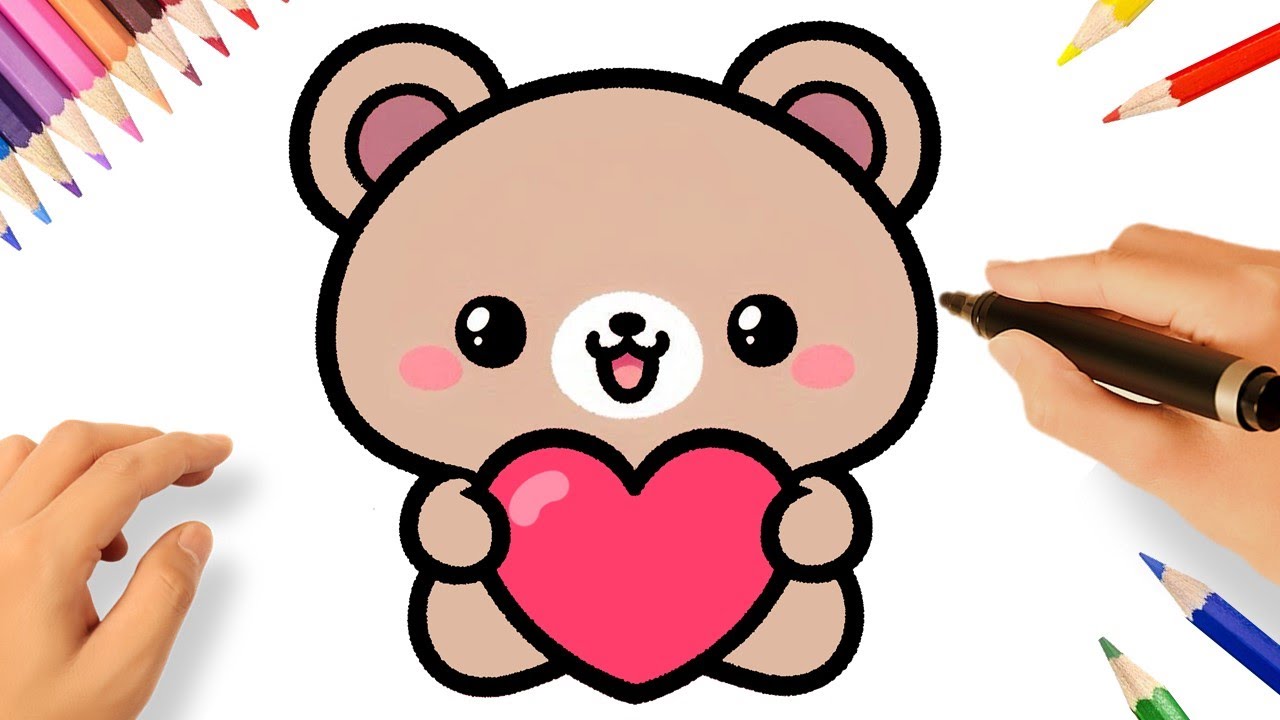 COMO DESENHAR UM URSINHO KAWAII FÁCIL 🧸❤️