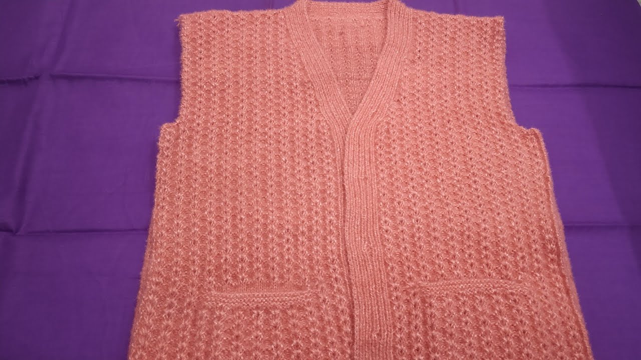 Cardigan में VShape Round Neck कैसे बनाएँ और कन्धे कैसे जोडे #102#2018. Knitting Lessons.