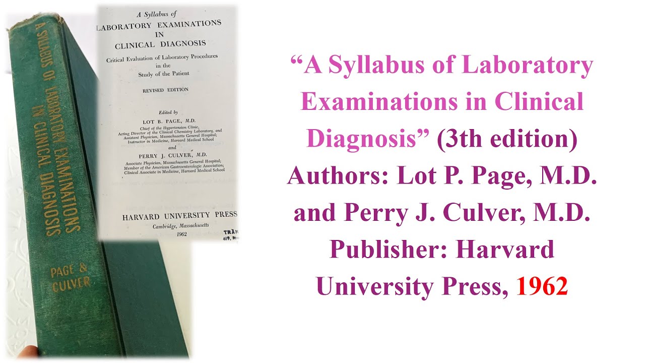 Used Book Sales Section | A Syllabus of Laboratory Examinations in Clinical Diagnosis 1962