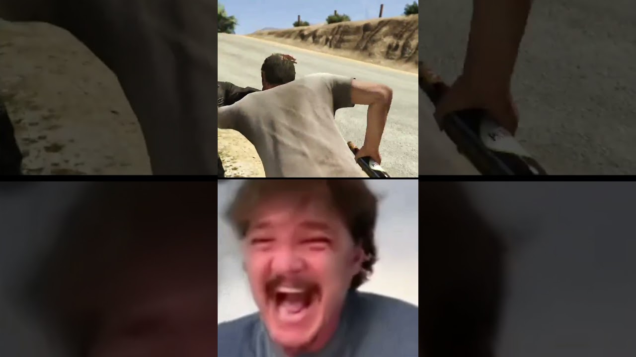 Man crying over the death of Johnny Klebitz in Gta 5 (Pedro Pascal Crying Meme)