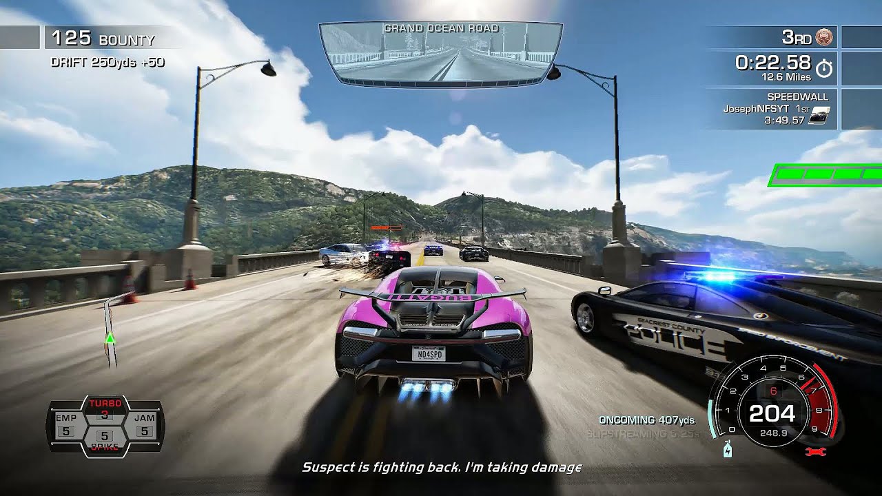NFS Hot Pursuit Remastered - Bugatti Chiron Pur Sport (розовый) и побег из дорожной полиции