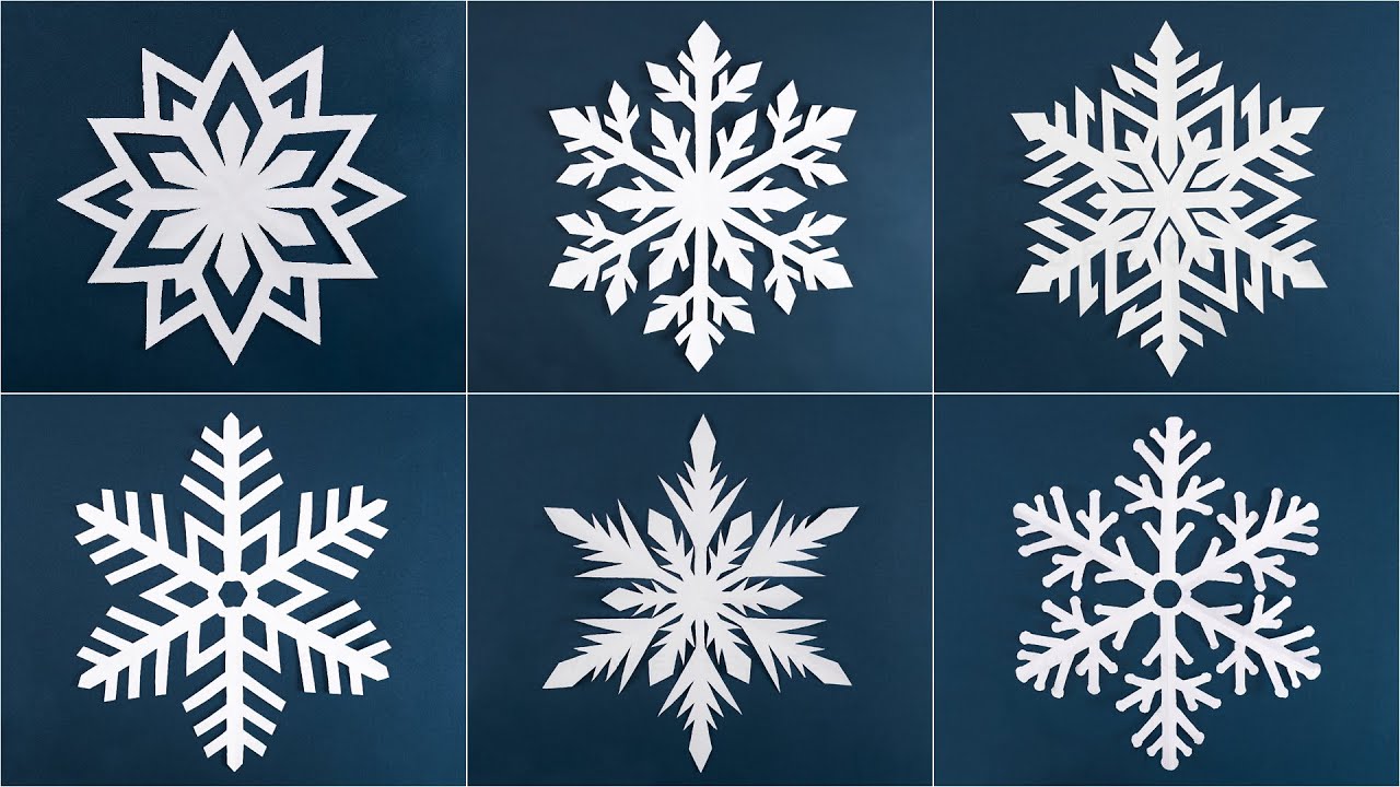 6 Simple Snowflakes - How to make Snowflake out of Paper - Christmas Decorations