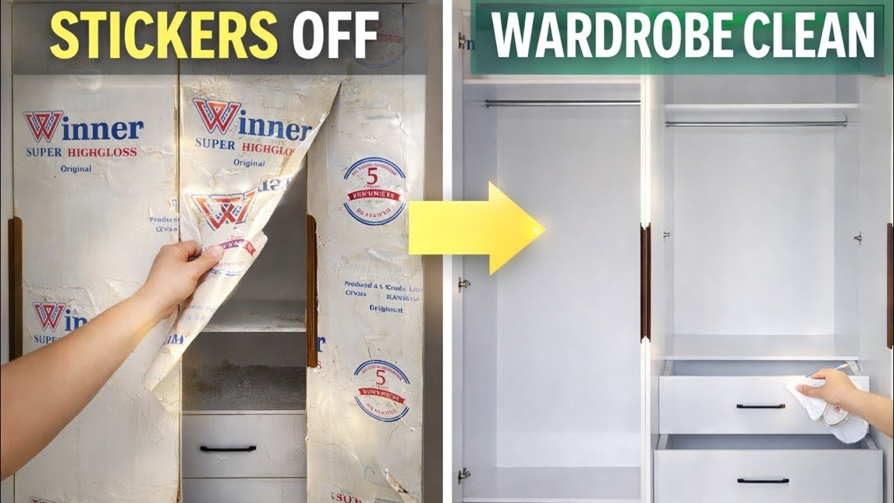 Master Bedroom Wardrobe Cleaning | Removing Stickers & Dust Inside Closet | Deep Cleaning ASMR
