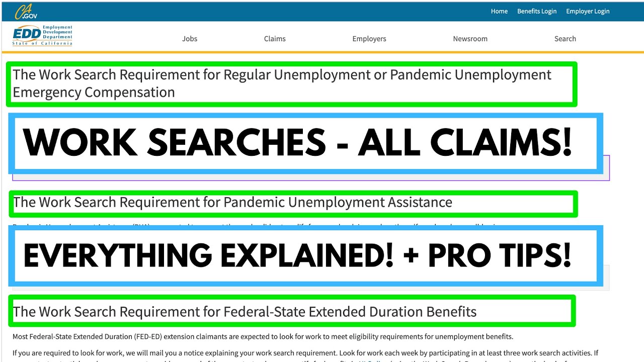 CA EDD Newest Update for Work Search! ALL Claims Covered! All the PRO Tips!