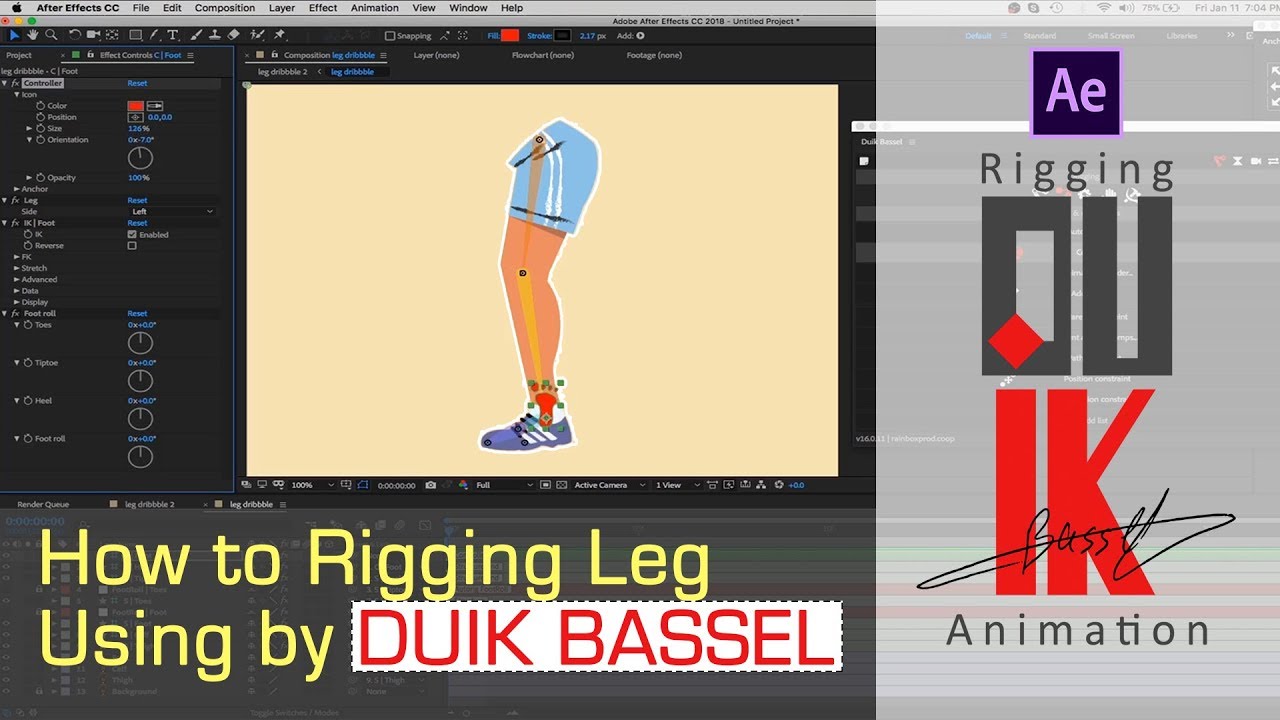 Duik After Effects Tutorial - How to Rig Leg Using by Duik Bassel 🔥🔥