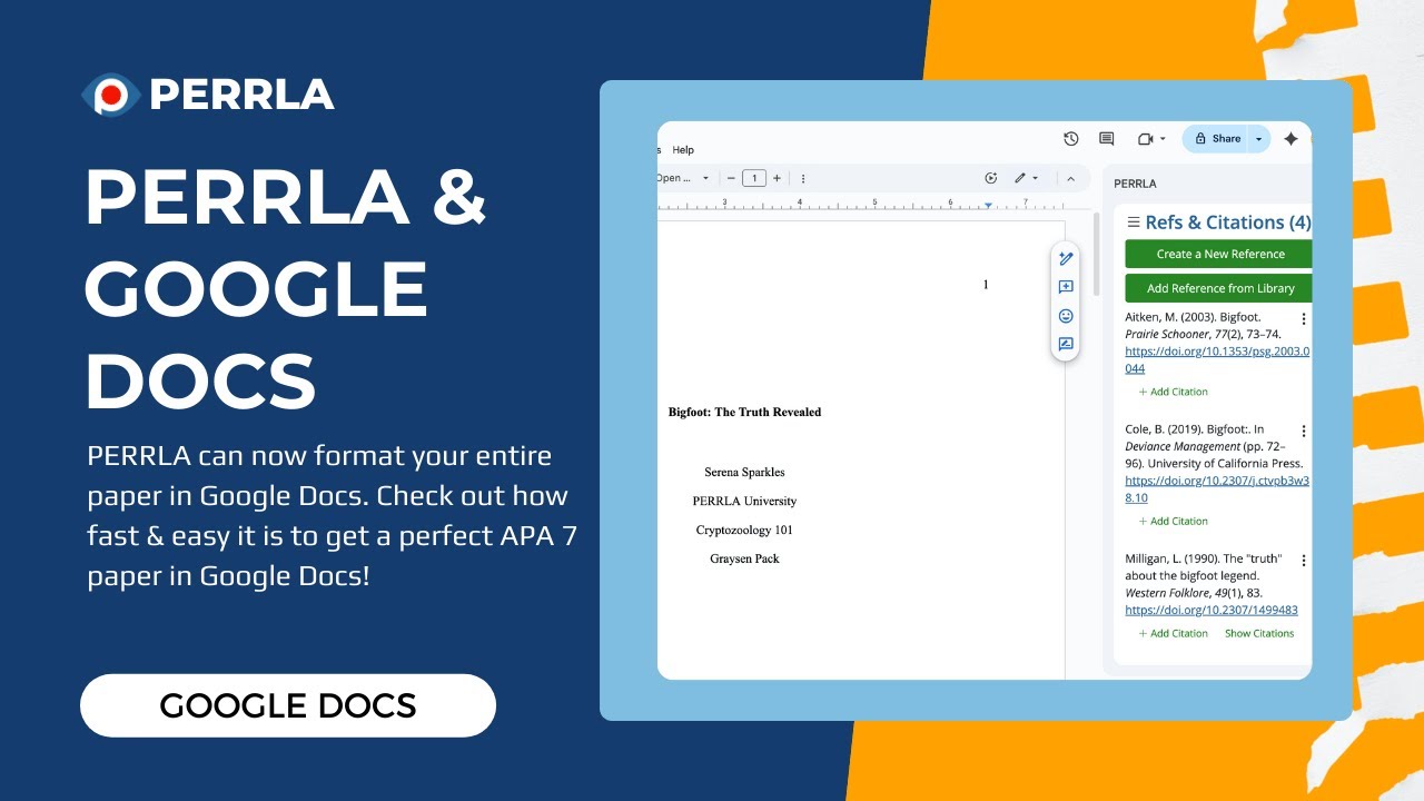 Creating a paper in Google Docs with PERRLA