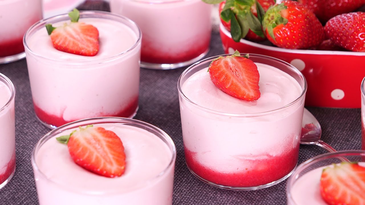 Postre de Fresa &iexcl;3 Ingredientes, R&aacute;pido, F&aacute;cil y Sin Horno!