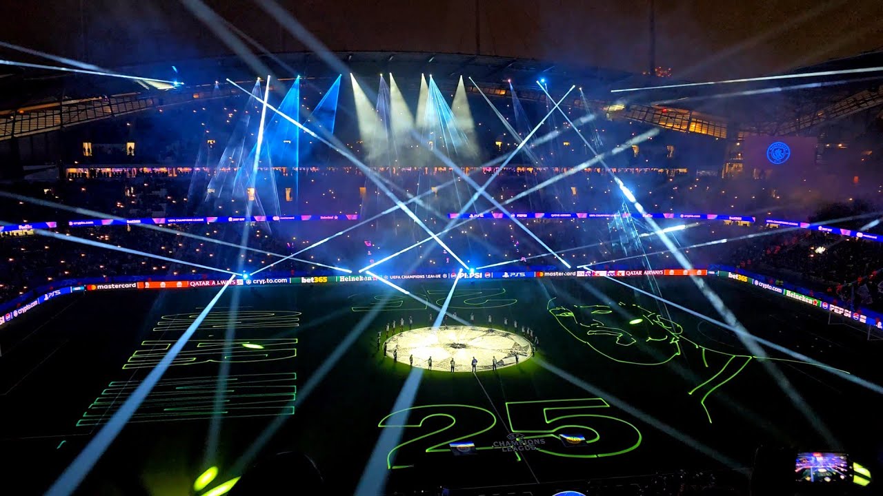 Man City vs Dortmund 4-1 Lighting Show for Guy Fawkes Bonfire Night at Etihad Stadium!!
