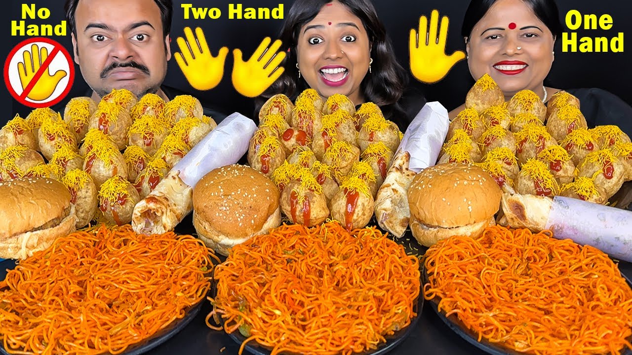 ONE HAND vs TWO HAND vs NO HAND EATING CHALLENGE | FUNNY FOOD SITUATIONS | Indian Eating Show