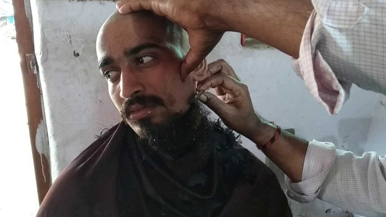 Indian men head shave series 10