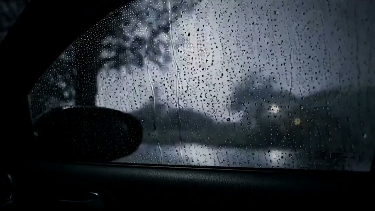 Car Window Rain at Midnight | Relaxing Background Sound