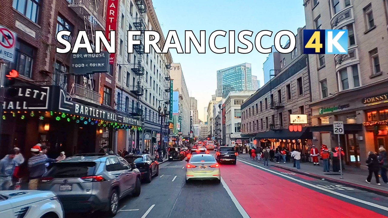 San Francisco 2025 | Christmas Sunset Driving Downtown 4K | California USA