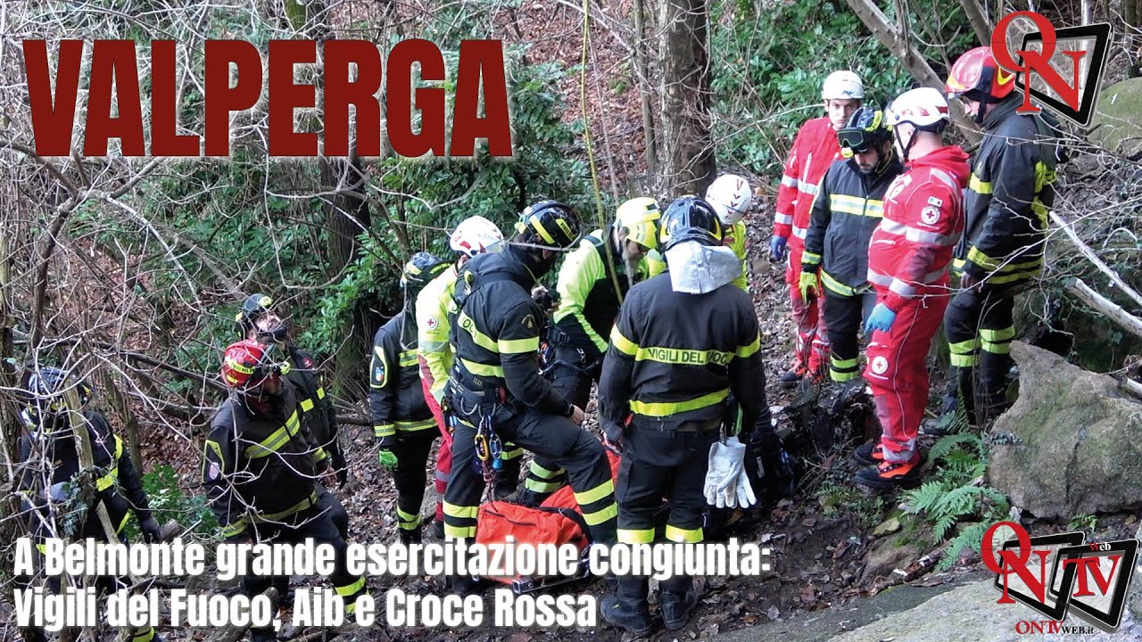 VALPERGA - A Belmonte grande esercitazione congiunta: Vigili del Fuoco, Aib e Croce Ross