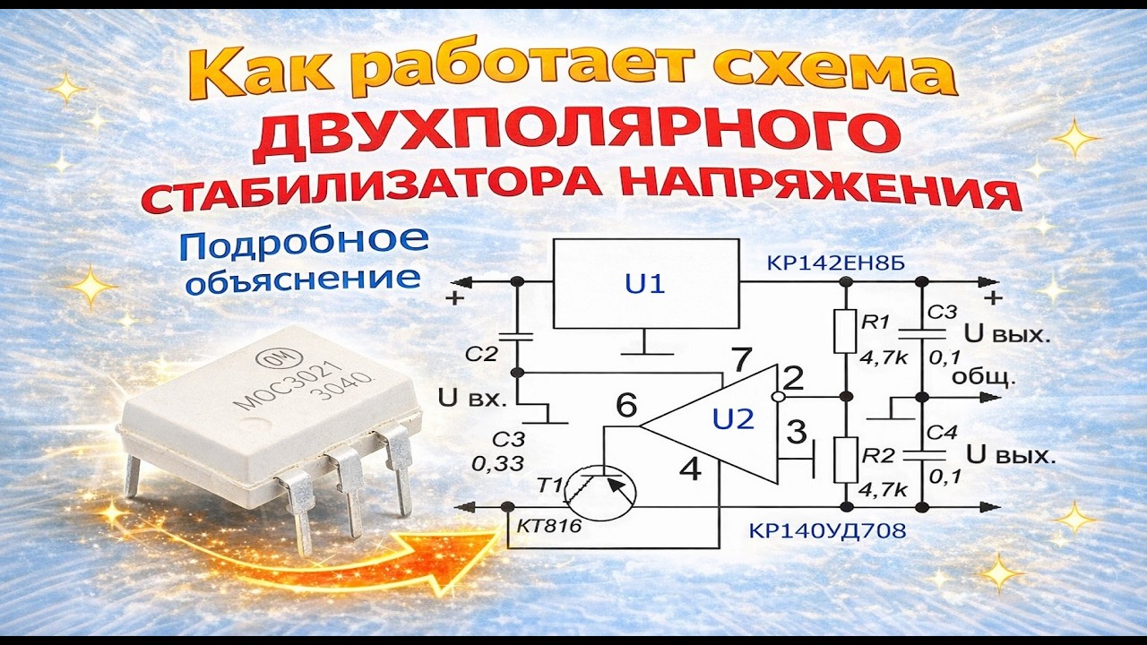 Как работает схема двухполярного стабилизатора напряжения  Подробное объяснение