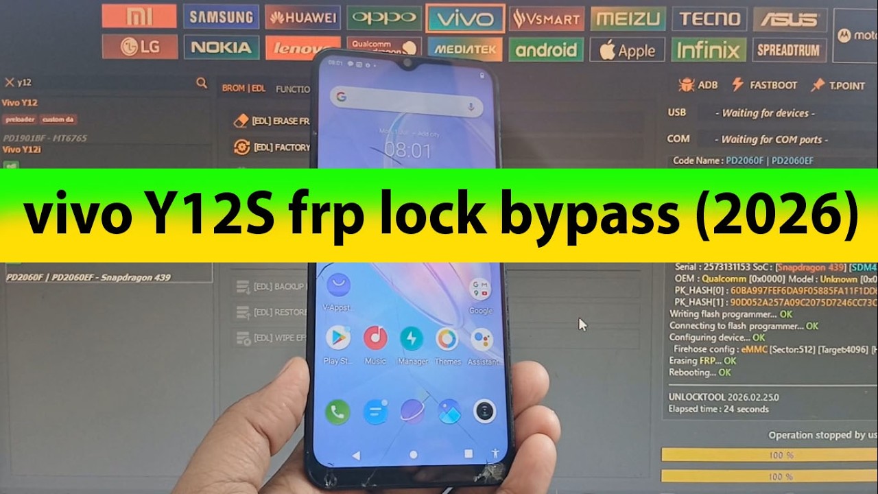 vivo Y12S frp lock bypass by unlock tool 2026.