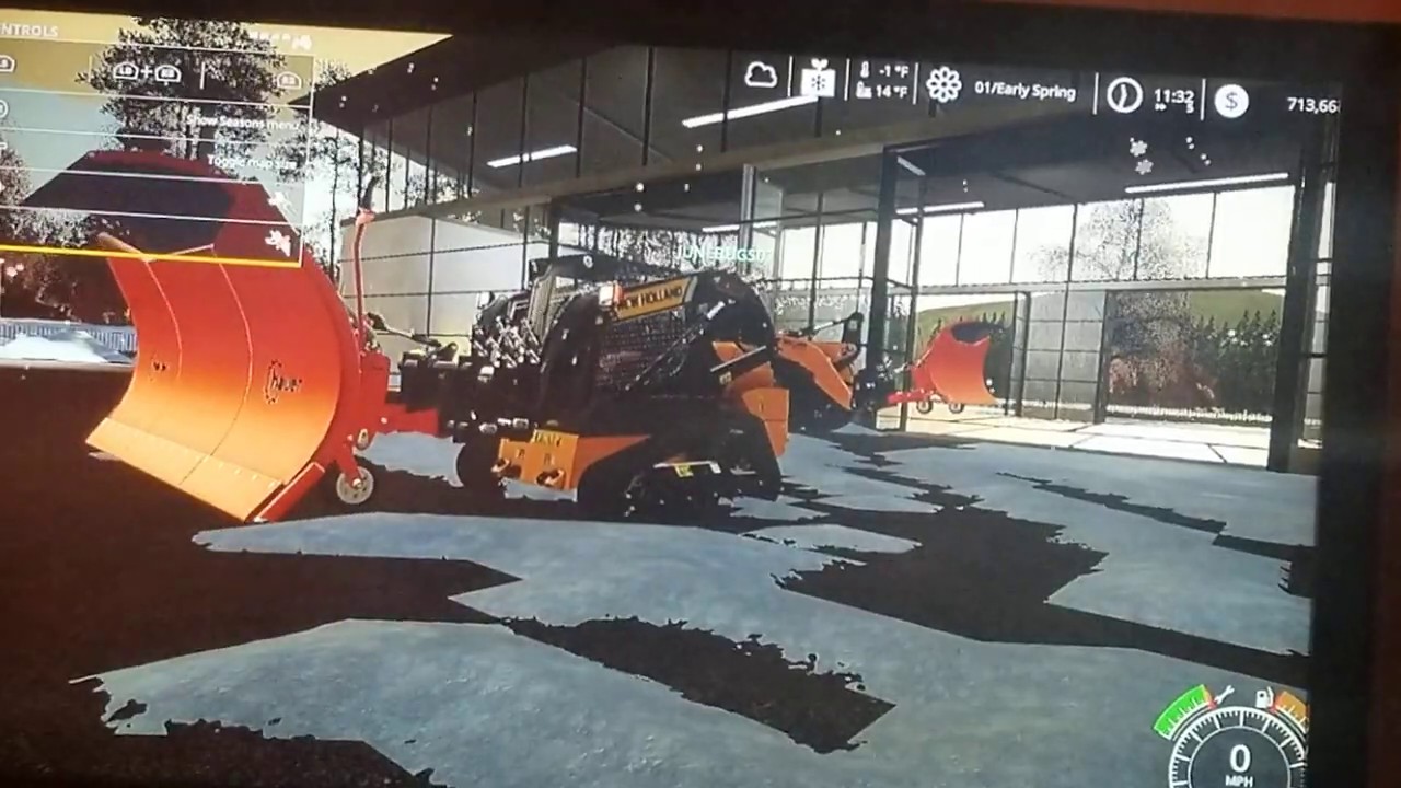 Farming Simulator 19 snow plowing tutorial. How to put a plow on the skid steer!